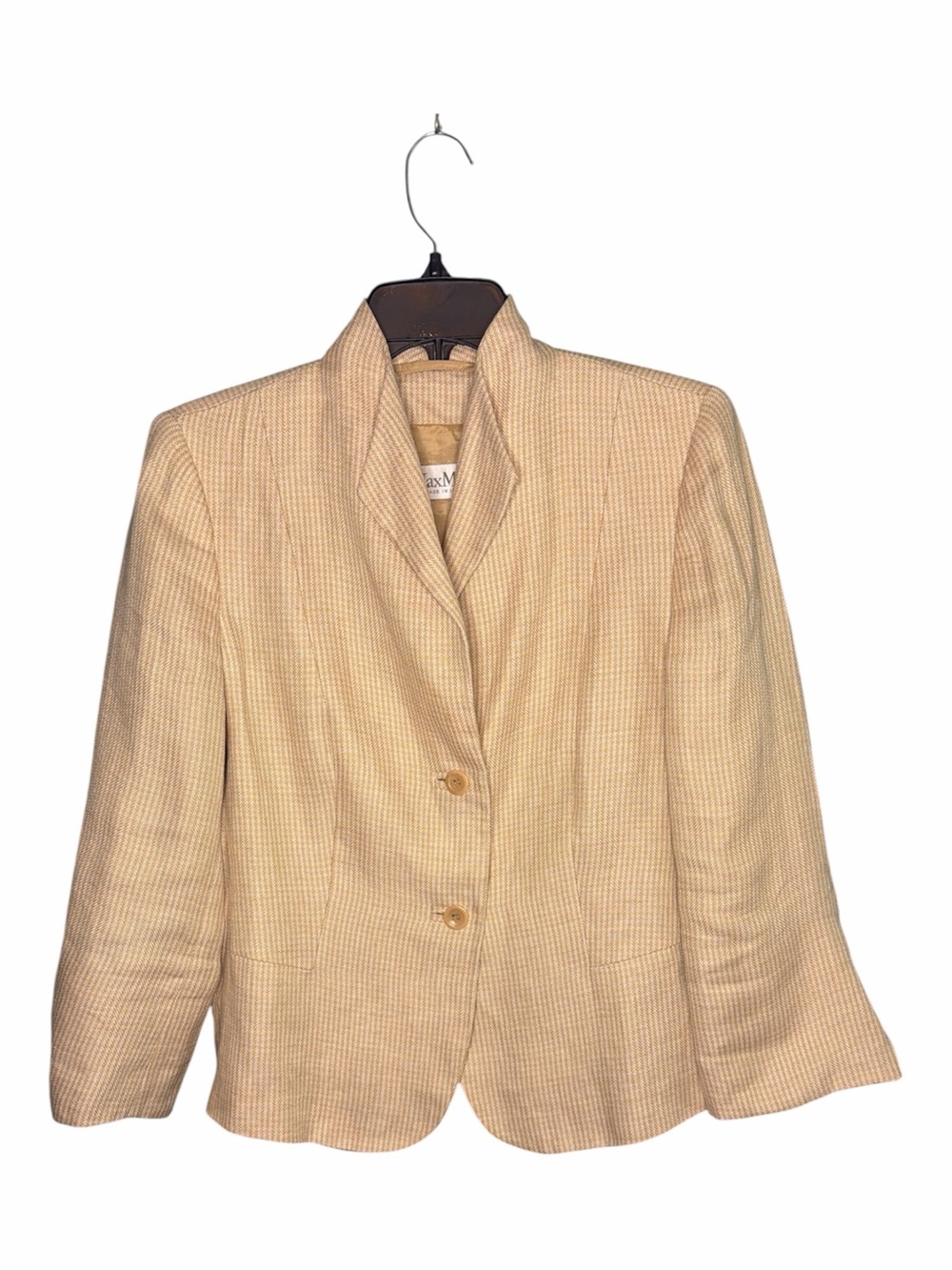 Max Mara tan white cream linen blazer size US 10 women’s